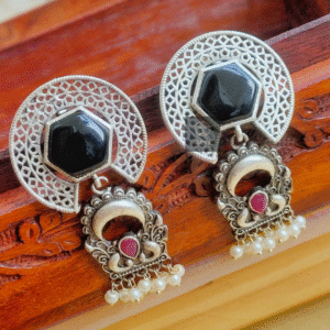 Thea's Silver Looklike Crescent Shaped Earrings