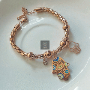 Thea's Hamsa Evil Eye Rose Gold Chain Bracelet