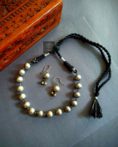 Thea's Silver Look-Alike Beaded Neclace Set