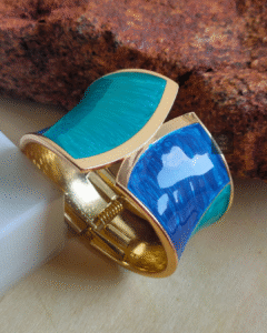 Thea's Openable Enamel Bangle – Blue & Teal