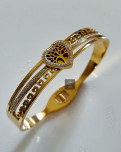 Thea's Heart & Tree of Life Dual Row Openable Bangle