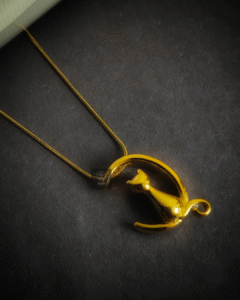 Thea's Cresceny Moon Cat Pendant Necklace