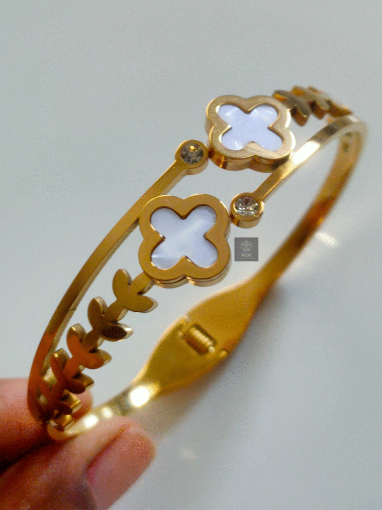 Thea's Floral Bangle with Mother of Pearls