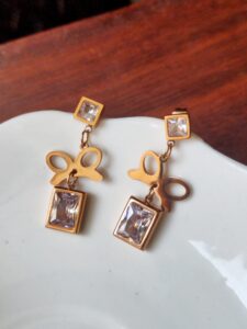 Thea's Bow Crystal Drop Earrings