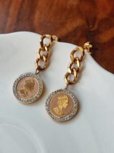 Thea's Anti Tarnish Gold Coin Chain Earrings