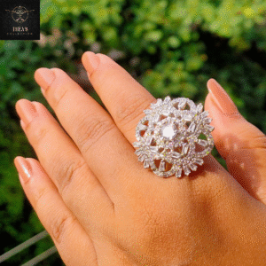 Thea's AD Solitaire Floral Adjustable Ring