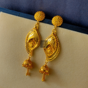 Thea's Gold-Plated Leaf Motif Jhumka Drop Earrings