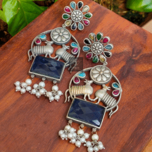 Thea's Multi-Colored Monalisa Stone Earrings with Nandi Motifs