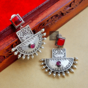 Thea's Silver Look-Alike Chandbali Earrings