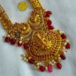 Thea's Lakshmi Pendant Haram Aaram Coin Long Necklace Set - view 2