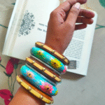 Thea's Hand-Painted Wooden Bangle Stack - view 1