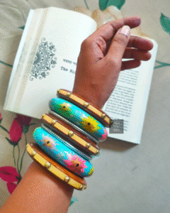 Thea's Hand-Painted Wooden Bangle Stack