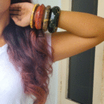 Thea's Bold Wooden Bangle Stack - view 2