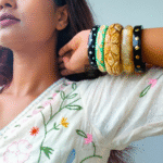 Thea's Colorful Wooden & Resin Bangle Stack - view 1