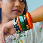 Thea's Colorful Wooden & Resin Bangle Stack - view 1