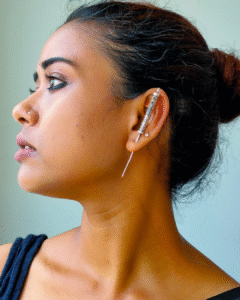 Thea's Silver Look-Alike Pin Bugadi Earrings