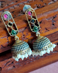 Thea's Dual Tone Multi-Colored Stones Jhumka