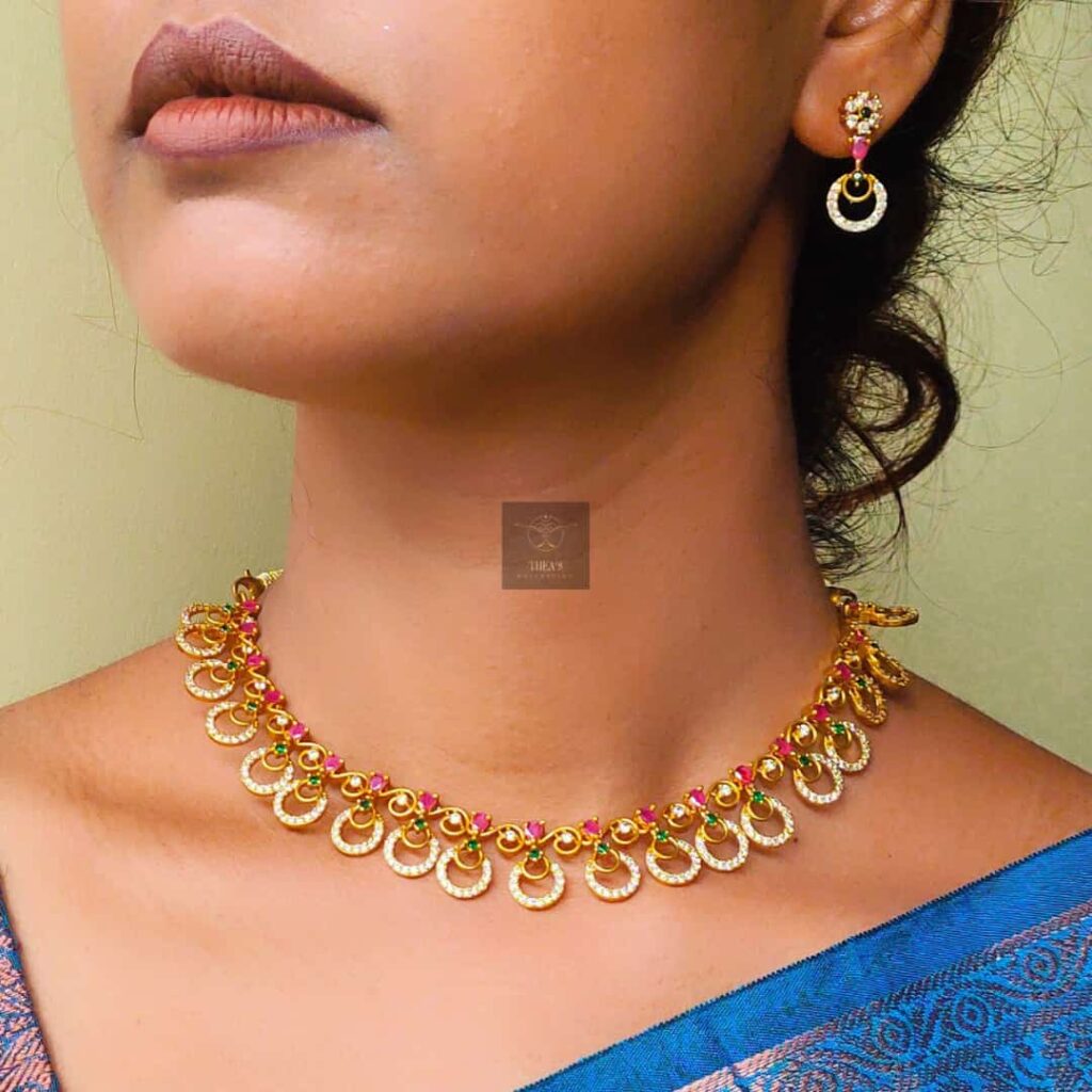 Thea's Sleek Necklace Set with CZ Stones