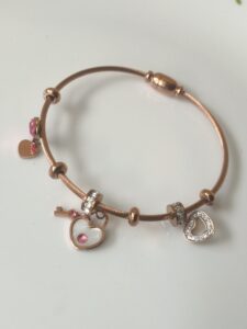 Thea's Rose Gold Charm Bracelet with Hearts & Crystals
