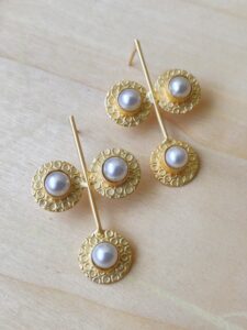 Thea's Brass Pearl Drop Earrings
