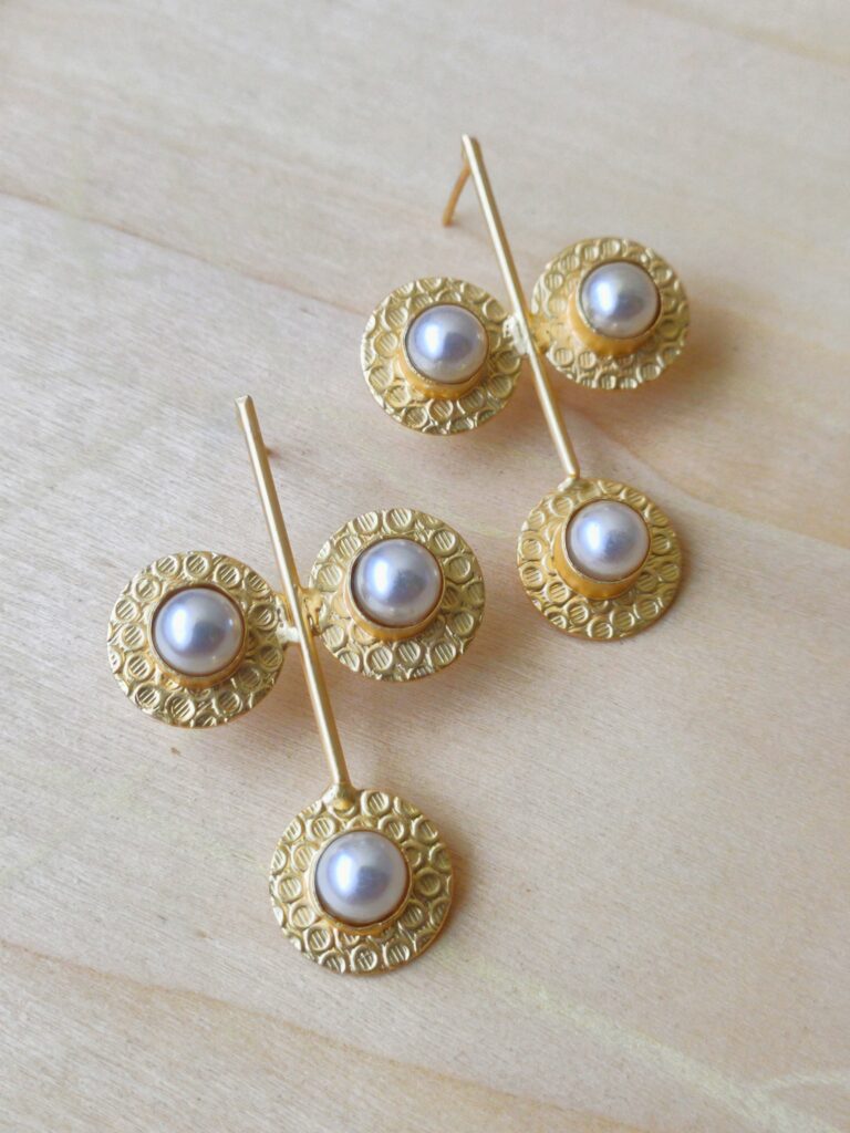 Thea's Brass Pearl Drop Earrings