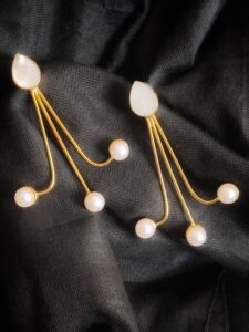 Thea's Brass Pearl Flow Danglers