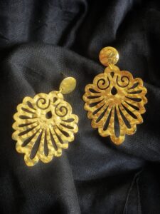 Thea's Hammered Brass Leaf Motif Danglers