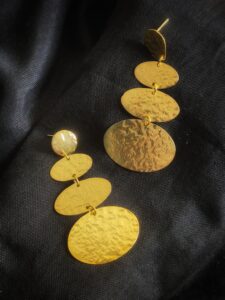 Thea's Brass Hammered Layered Earrings