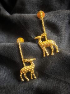 Thea's Brass Deer Motif Danglers