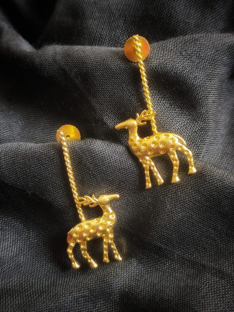Thea's Brass Deer Motif Danglers