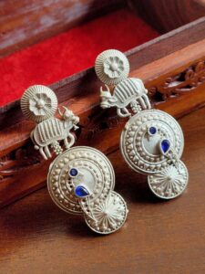 Thea's Silver Look-Alike Nandi Motif Earrings
