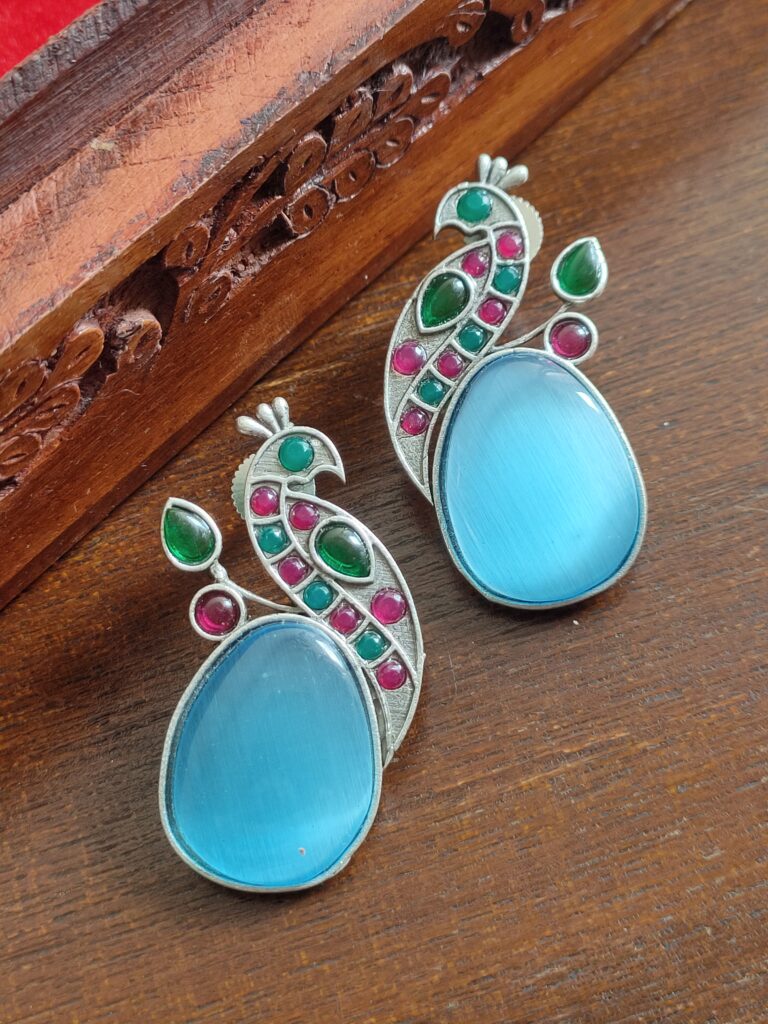 Thea's Swan Shaped Monalisa Stone Studded Earrings