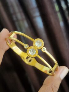 Thea's Dual Solitaire Openable Bangle Anti Tarnish