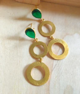 Thea's Green Stone Layered Danglers