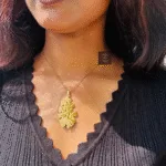 Thea's Anti Tarnish Leaf Motif Pendant Necklace - view 2