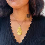 Thea's Anti Tarnish Leaf Motif Pendant Necklace - view 3