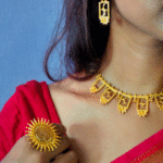 Thea's Indo-Western Designed Gold-Plated Necklace Set - view 3