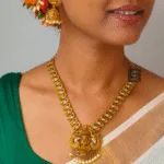 Thea's Traditional Lakshmi Pendant Temple Necklace Set - view 2