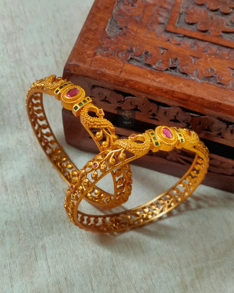 Thea's Peacock Motif Traditional Bangle Set
