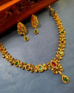 Thea's Royal Multi Colored CZ Stones Necklace Set