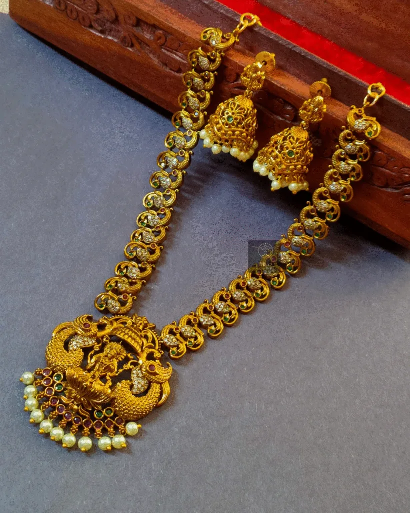 Thea's Traditional Lakshmi Pendant Temple Necklace Set