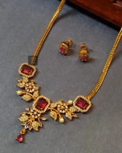 Thea's Pink CZ Studded Pendant Necklace