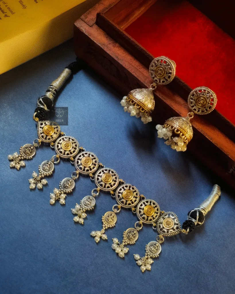 Thea's Fusion Dual Tone Coin Choker Set