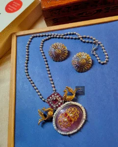 Thea's Fusion Statement Carving Pendant Necklace Set