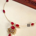 Thea's Radiating Red CZ Stone Invisible Chain Necklace - view 1