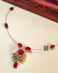 Thea's Radiating Red CZ Stone Invisible Chain Necklace