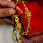 Thea's Lakshmi Motif with CZ Stones Sleek Bangle Set - view 2