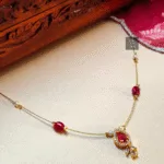 Thea's Red CZ Stone Pendant Invisible Chain Necklace - view 1