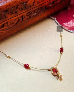 Thea's Red CZ Stone Pendant Invisible Chain Necklace
