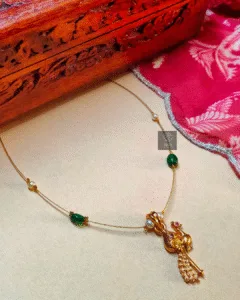 Thea's Peacock Motif CZ Stone Invisible Chain Necklace